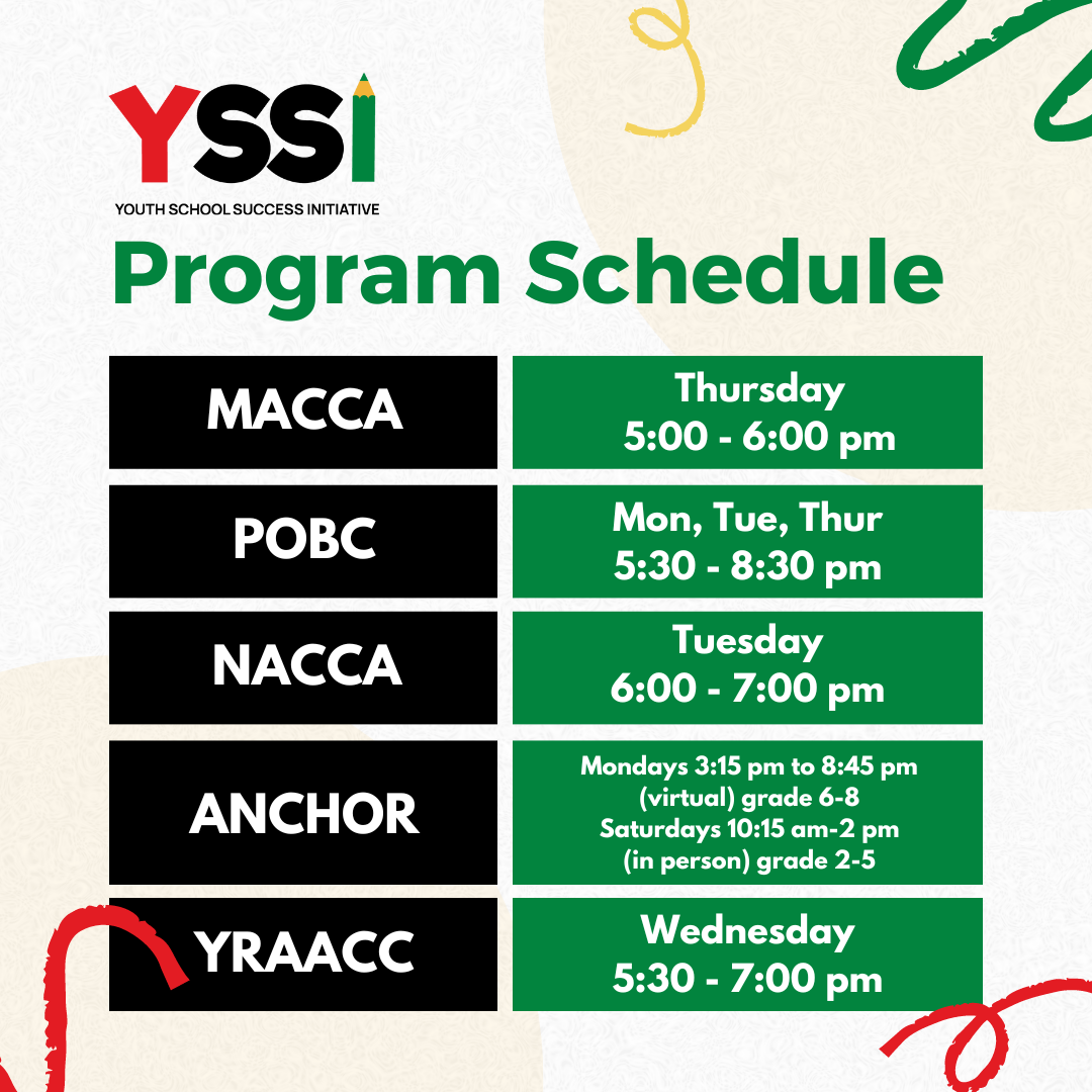 Schedule for YSSI programs