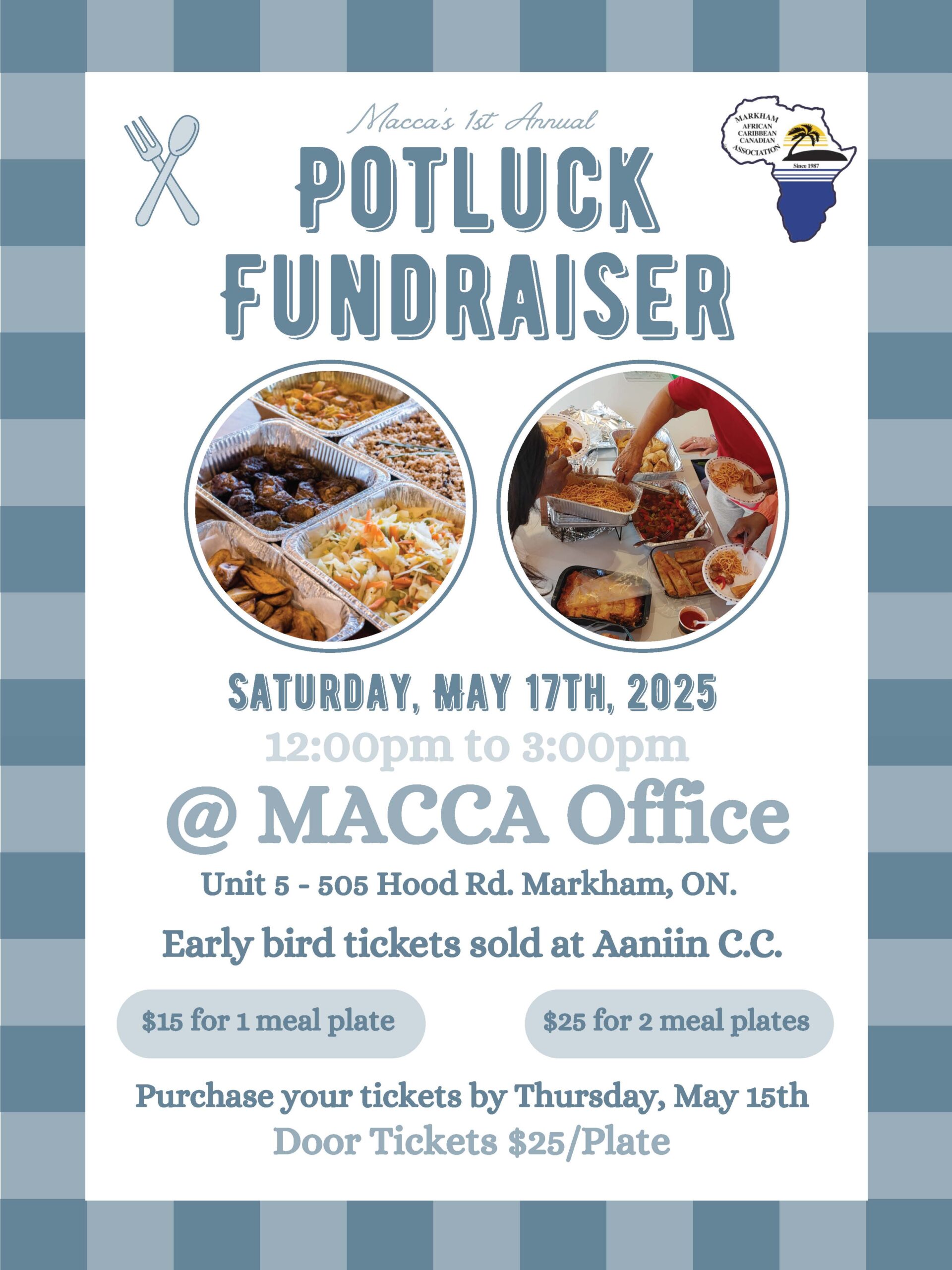 Potluck fundraiser flyer for MACCA